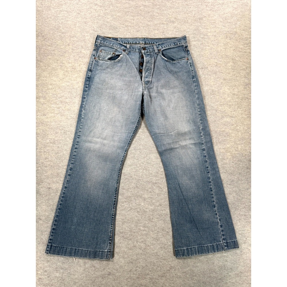 Levis Bootcut Jeans Mens 36x33 Blue Denim Mid Rise Light Wash Everyday Casual